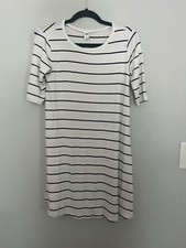 Womens Old Navy Short Sleeve Black & White Stripe Swing Dress Sz Small Petite