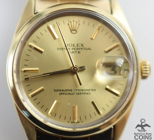 ROLEX OYSTER PERPETUAL DATE 14k Yellow Gold & Stainless Steel Men's Watch w/Box