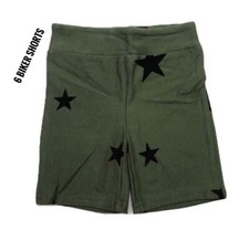 Kids Size 6 Lularoe Biker Shorts Green Black Stars Fit 6