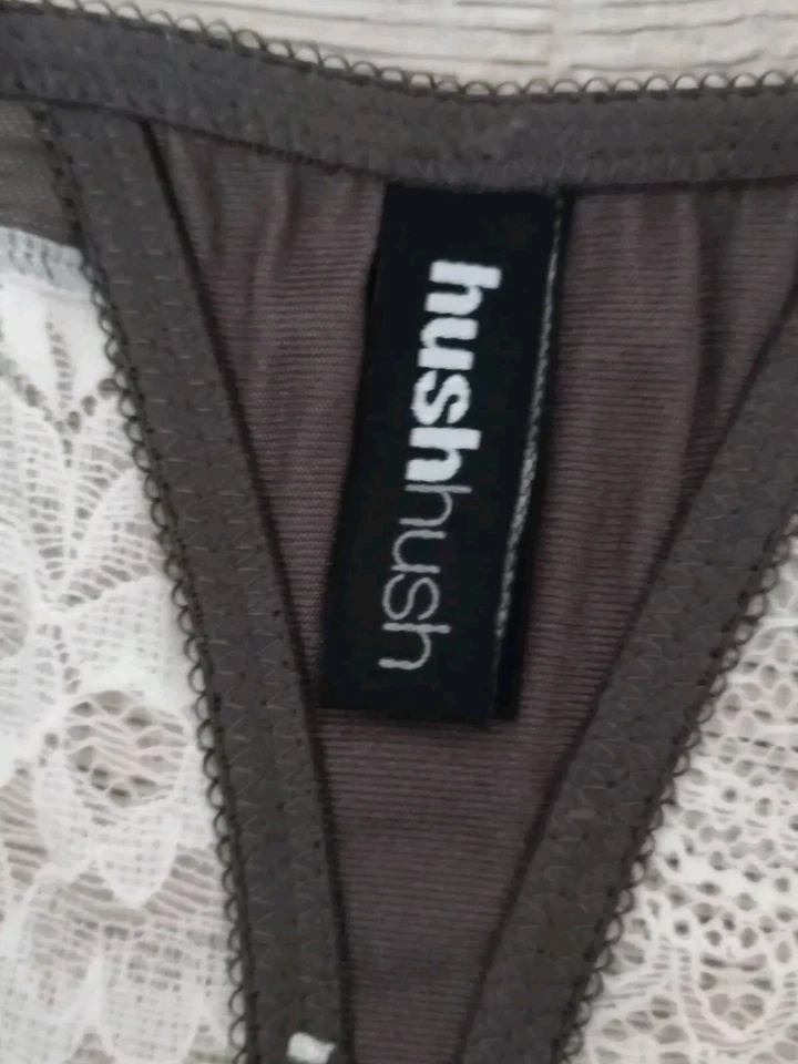 Damen Taillenslip / String von Hush Hush in Größe L / 40 und in Grau / Weiß - Bild 4 von 4