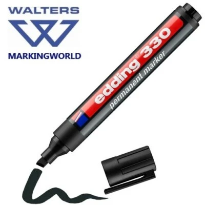 Edding 330 Permanent Marker Pen | Chisel 1-5 mm Tip | Mark Paper, Metal, Glass