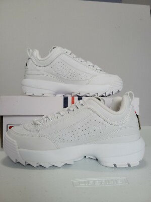 Fila Disruptor II Premium Lace Up White Athletic Sneakers Womens Size NIB 