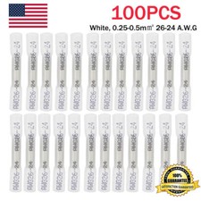 100X White 26-24AWG Heat Shrink Butt Wire Splice Connectors Seal Crimp Terminals