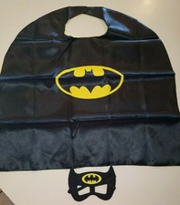 BOYS BLACK BAT CAPE YELLOW TRIM NEW NIP WITH SOFT EYE MASK SURPRISE INSIDE 
