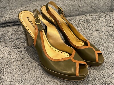 BCBGirls Shoes Open Toe High Heels Green Strappy Size 7 Club