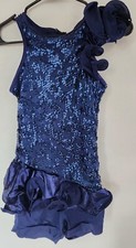 Weissman Blue Sequin Dance Outfit Sz MA Medium Adult Women's Tap Jazz Ruffle