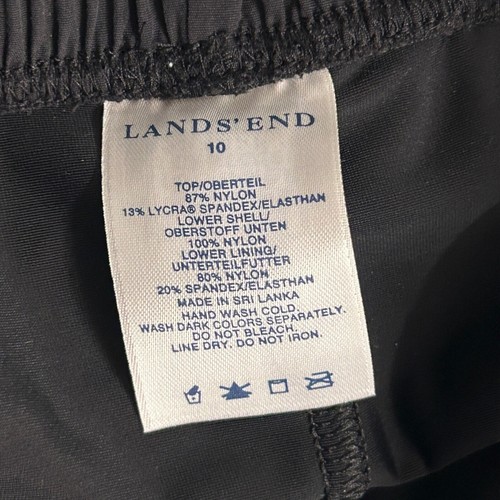 Lands End Swim Shorts Womans 10 Black Nylon Elastic Waist Lightweight Surfing - Picture 6 of 11