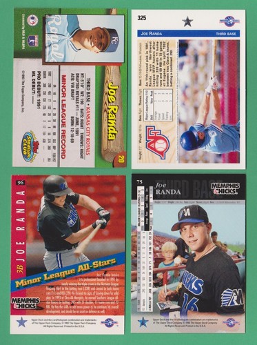 (4) card Joe Randa RC Lot Kansas City Royals 1993 Pinnacle 1992 Upper Deck Minor - Picture 2 of 2