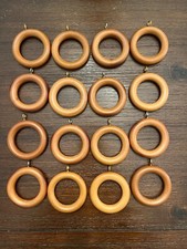 Wooden Curtain Drapery Rings with Eye Hook Light - Medium Brown 16 Pieces