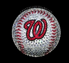 Bling Baseball AUSTRIAN CRYSTALS Game Size Any Team WA Nationals MLB Bedazzled