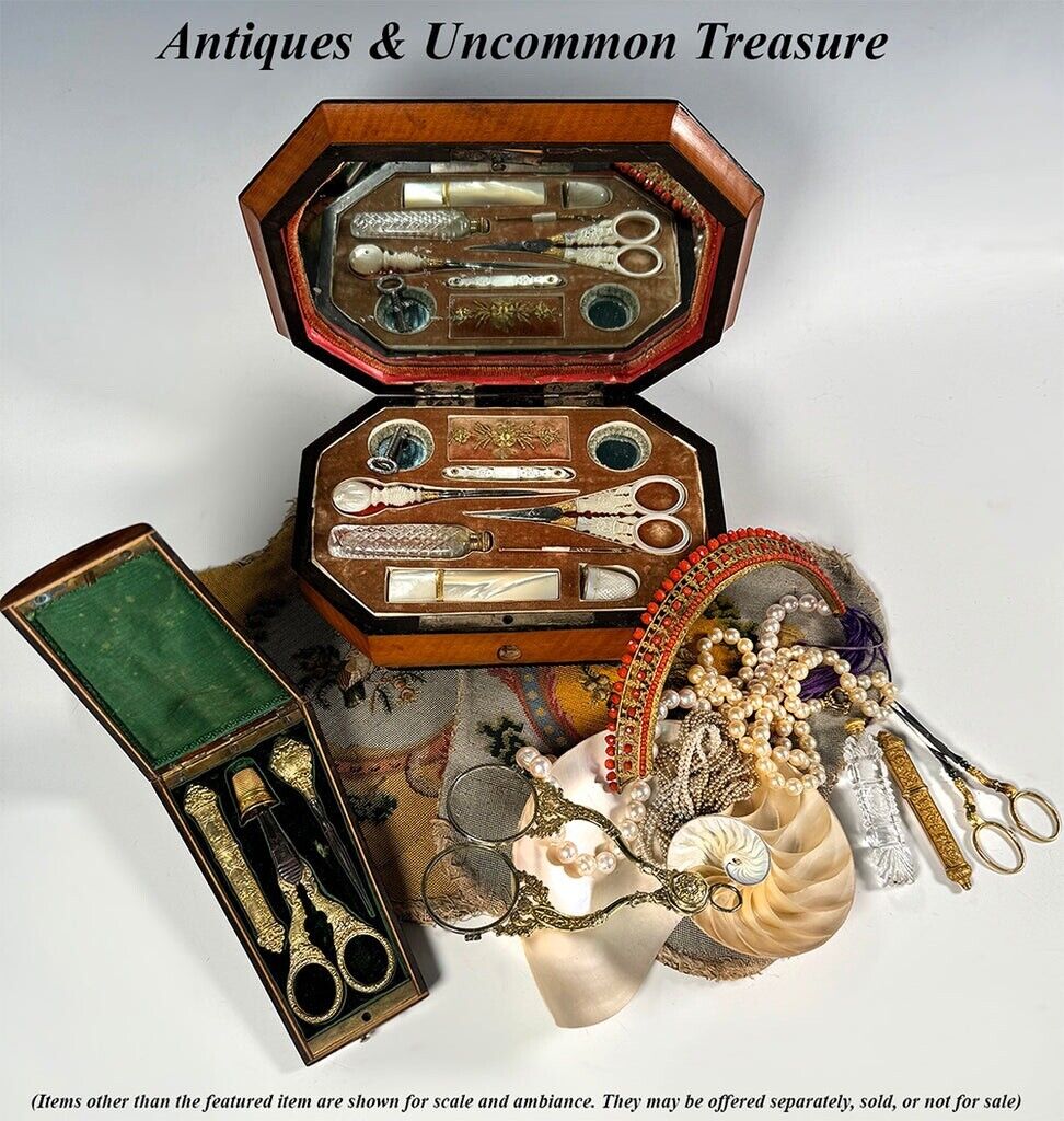 Antique French Napoléon III Sewing Etui Necessaire, Sterling Antique French Napoléon III Sewing Etui Necessaire, Sterling