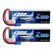 2x Zeee 11.1V 120C 6000mAh 3S LiPo Battery EC5 for RC Car Truck Boat Airplane