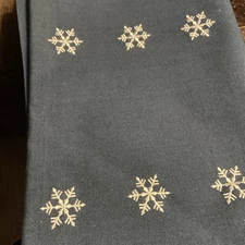 Vintage Holiday Navy Table Runner With Snowflake Cotton Park Cottage 70x13”