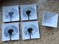 CB2 Crate And Barrel Dandelion Square Ceramic Serving Platters And Bowl