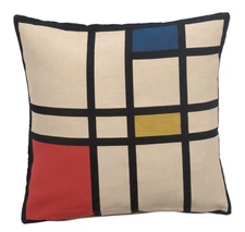 The Mondriaan European Cushion Cover Belgian Tapestry Home Decor Pillow 18x18 in