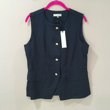 Bagatelle Vest Waistcoat Linen Women S Navy C...