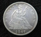 1847 Seated Liberty Half Dollar * Better Grade * Good Looking Coin * 6269