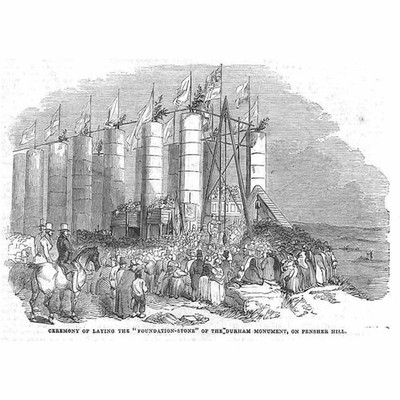 PENHSAW Grundstein des Durham Monument - antiker Druck 1844