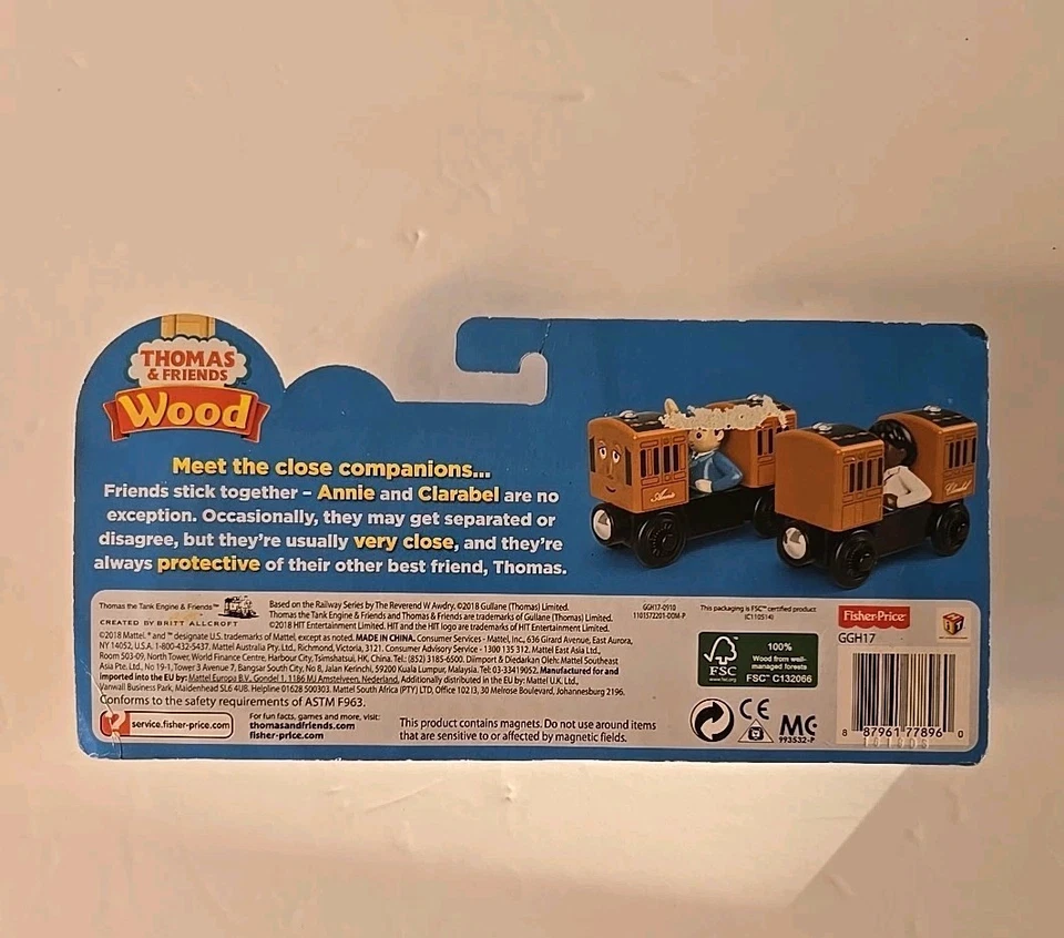 Thomas and Friends Annie and Clarabel vagones de tren de madera nuevos en caja Foto 4 de 4