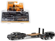 2018 Ford F-150 Gray w/ 1992 Bronco Flatbed Yellowstone HHT S11 1/64 Greenlight