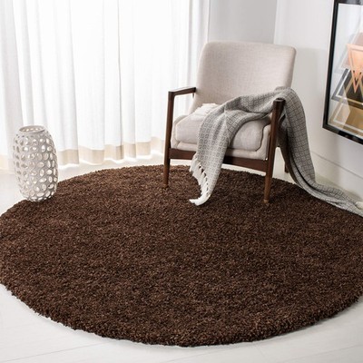 Create a Plush Easy Clean Living Space - 3 Round Brown Shag Rug