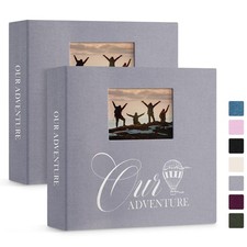 Lanpn 2 Packs Photo Album Scrapbook 12x12, Linen Cover Window Balloon Design ...