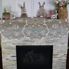 Easter mantle scarf for fireplace decorations - Lace Spring Floral Easter Egg...