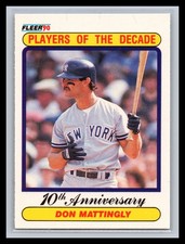1990 Fleer Baseball #626 Don Mattingly PLAYER OF THE DECADE New York Yankees