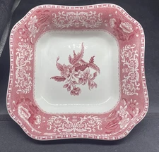 Spode Copeland Camilla Red Scalloped 9 1/4" Square Serving Bowl Old Mark