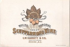White Imperial Sweet Scuppernong Wine - Original Vintage Wine Label