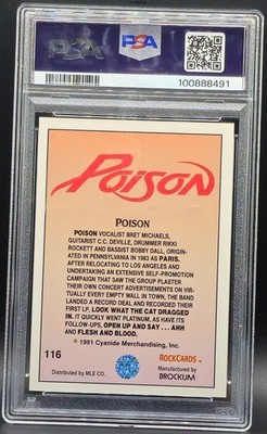 POISON / BRET MICHAELS 1991 BROCKUM ROCKCARD #116 PSA 9 Mint | eBay