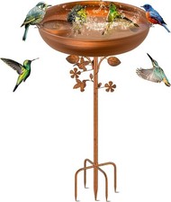 Metal Bird Bath for Outdoors Garden Birdbath Bowl, 39.6" Height Vintage Copper
