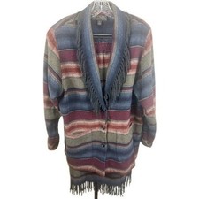 Karen Kane Aztec Fringe Long Cardigan Sweater Skirt Set USA Women's Size Small