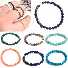 Cocktail Ring Natural Stone Agate Quartz Faceted 2mm Bead Women Jewelry