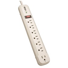 TRIPP LITE TLP74R Surge Protector Strip,7 Outlet,Wht 33L744