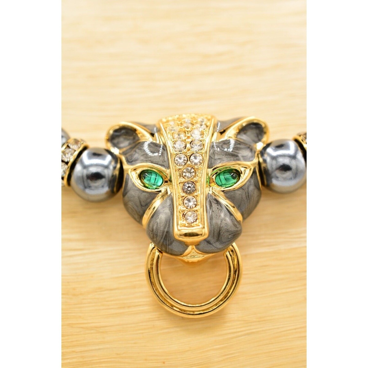 KJL Avon Vintage Duchess Windsor Necklace Panther Cabochon Green
