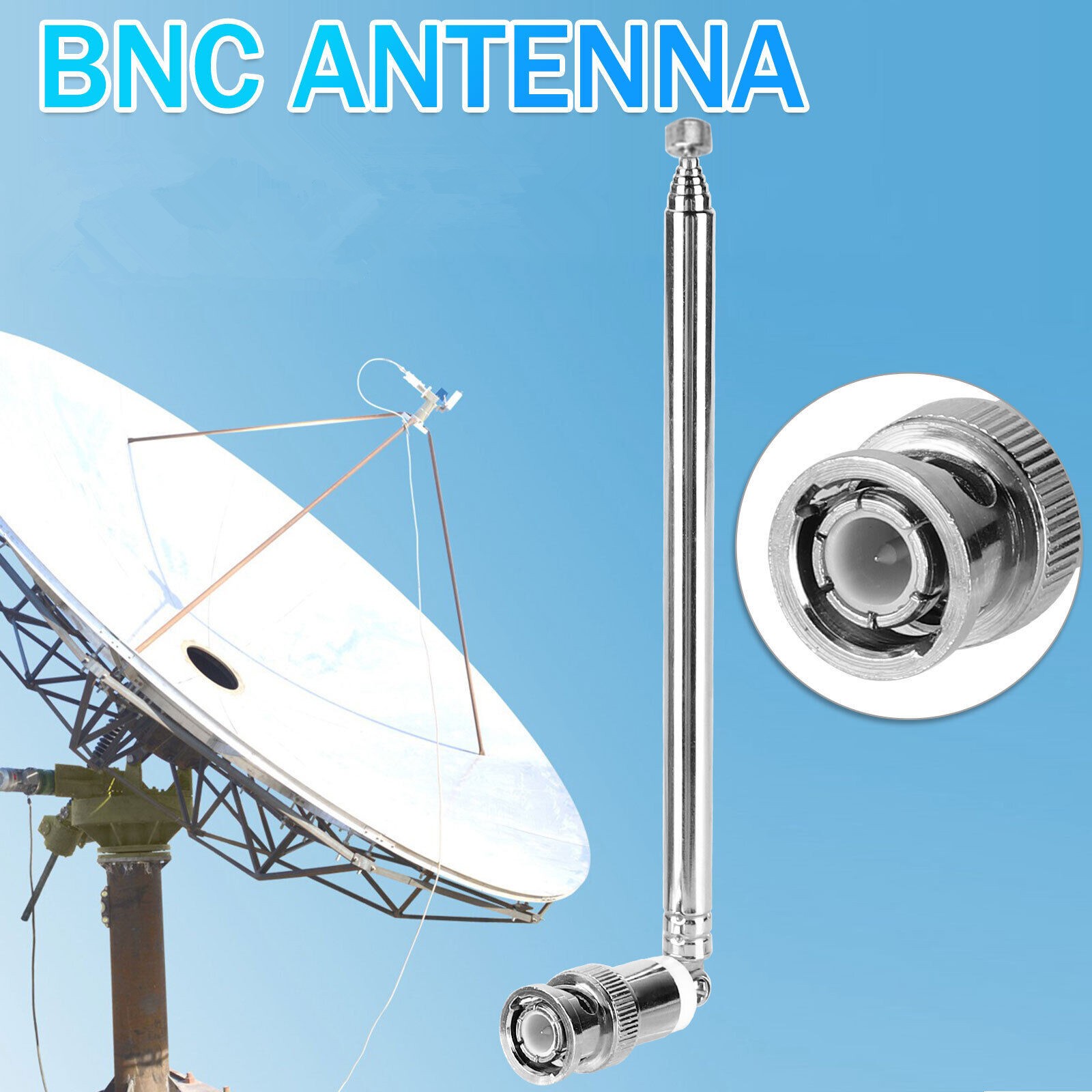 For Mobile Radio 2pcs VHF/UHF/AM/FM 7 Sections BNC Connector Telescopic Antenna