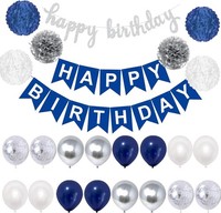 Happy Birthday Blau Weiß Geburtstag Deko Luftballons Blau Silber