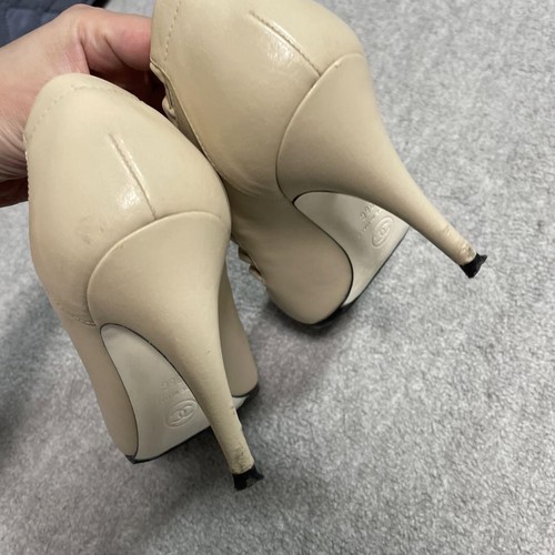Scarpe CHANEL fronzoli e nastro beige nero bicolore taglia 36 tacco usate senza scatola - Foto 9 di 12