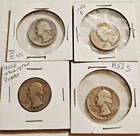 Lot of Four: 1938,1942,1943,1953, 90% silver washington quarters, LOOK AT THESE