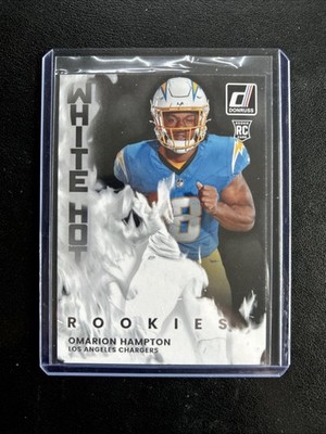 2025 Panini Donruss Omarion Hampton White Hot Rookies RC Chargers WHR-OMH