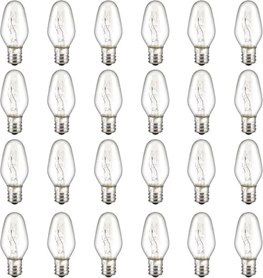 LINMIFO 24 Pack C7 Night Light Bulbs, 15 Watt Bulbs 15 Watts, Clear