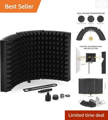 Lightweight Studio Microphone Isolation Shield - Perfect for Singing & Streaming