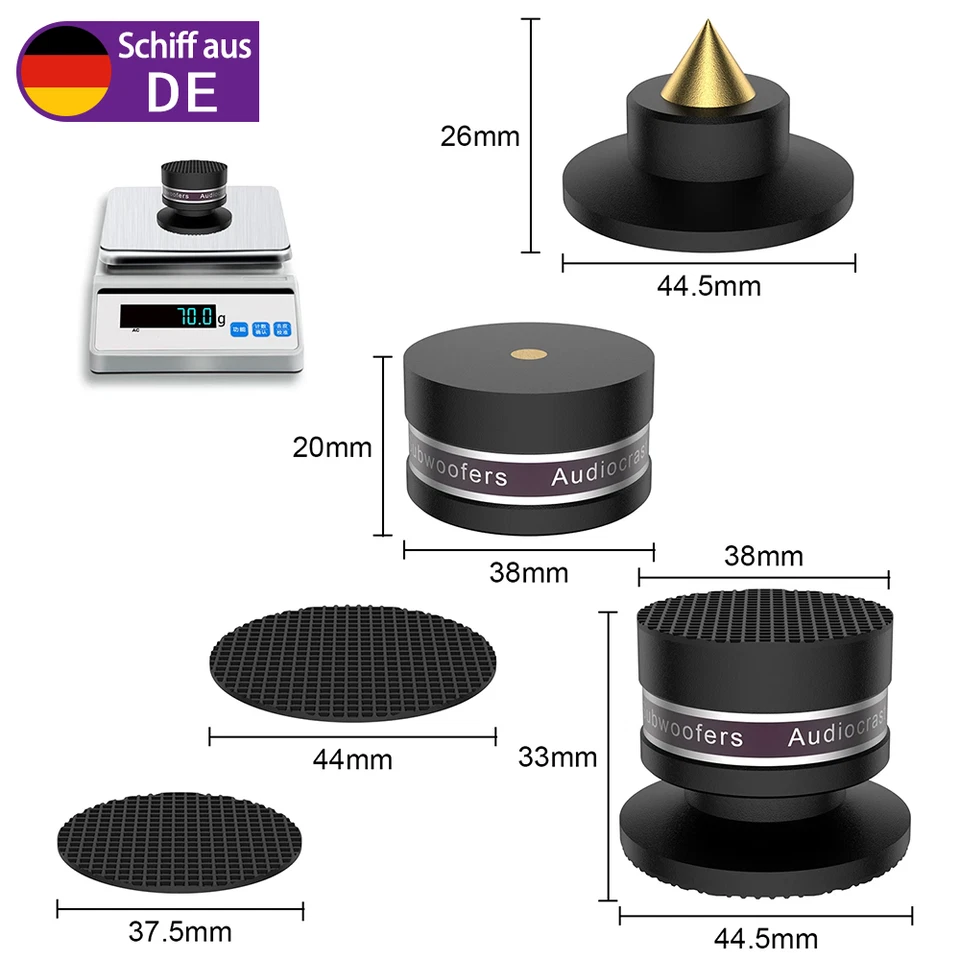 AUDIOCRAST 4Pc HiFi GerätefÜße Padsi Lautsprecher Isolation Feet Subwoofer Absorber Dämpfer