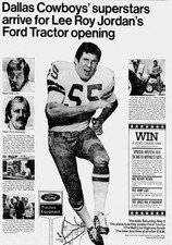 Dallas Cowboys Newspaper Clipping Lee Roy Jordan Ford Tractor 12x8in Metal Sign