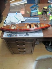 Large Typhoon wood model boat , like Chris Craft