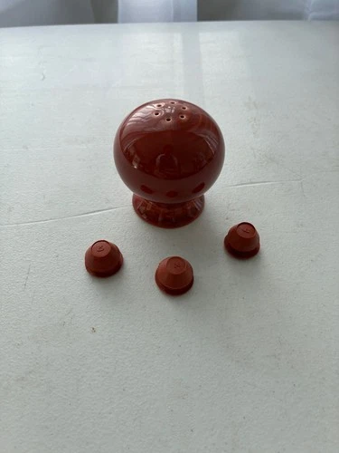 Homer Laughlin Fiesta Radioactive Red Orange  Pepper Shaker and plugs Fiestaware