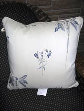 Frontgate White Blue flowers Floral Outdoor sofa chair chaise Throw Pillow 20"