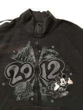Walt Disney World XL Black Zip Up Sweatshirt Cozy big graphic 2012 distress