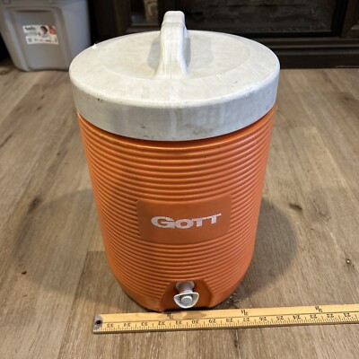 GOTT Vtg Gallon Orange Water Cooler insulated Drink Dispenser Jug with  Lid